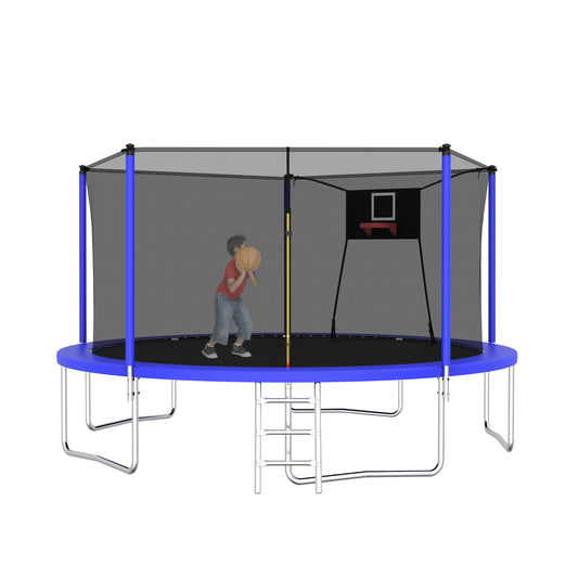 14FT Trampoline for Kids and Adults with Net, Outdoor Recreational Trampolines for Family