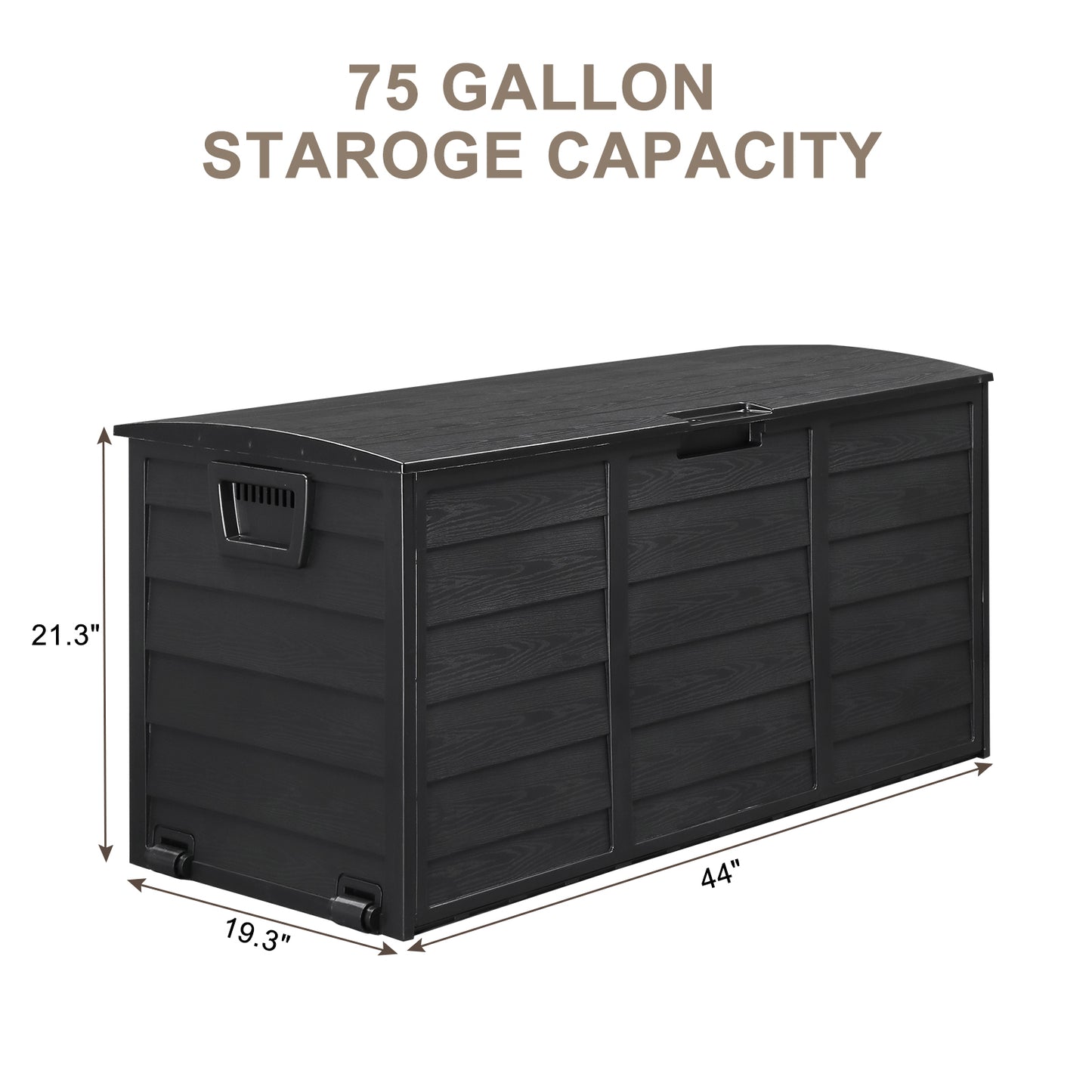 BTMWAY 75 Gallon Outdoor Storage in Resin Deck Box, for Garden, Patio and Terrace, Black