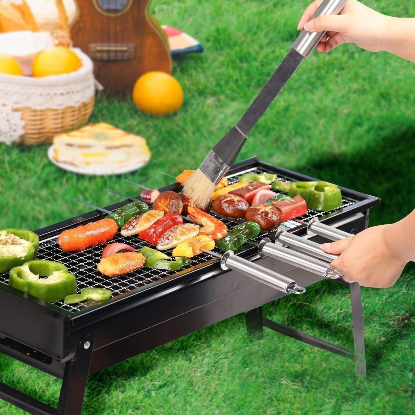 BTMWAY Barbecue Stove Portable Foldable Outdoor Grill Charcoal BBQ Grill Patio Camping Picnic Burner Portable Household