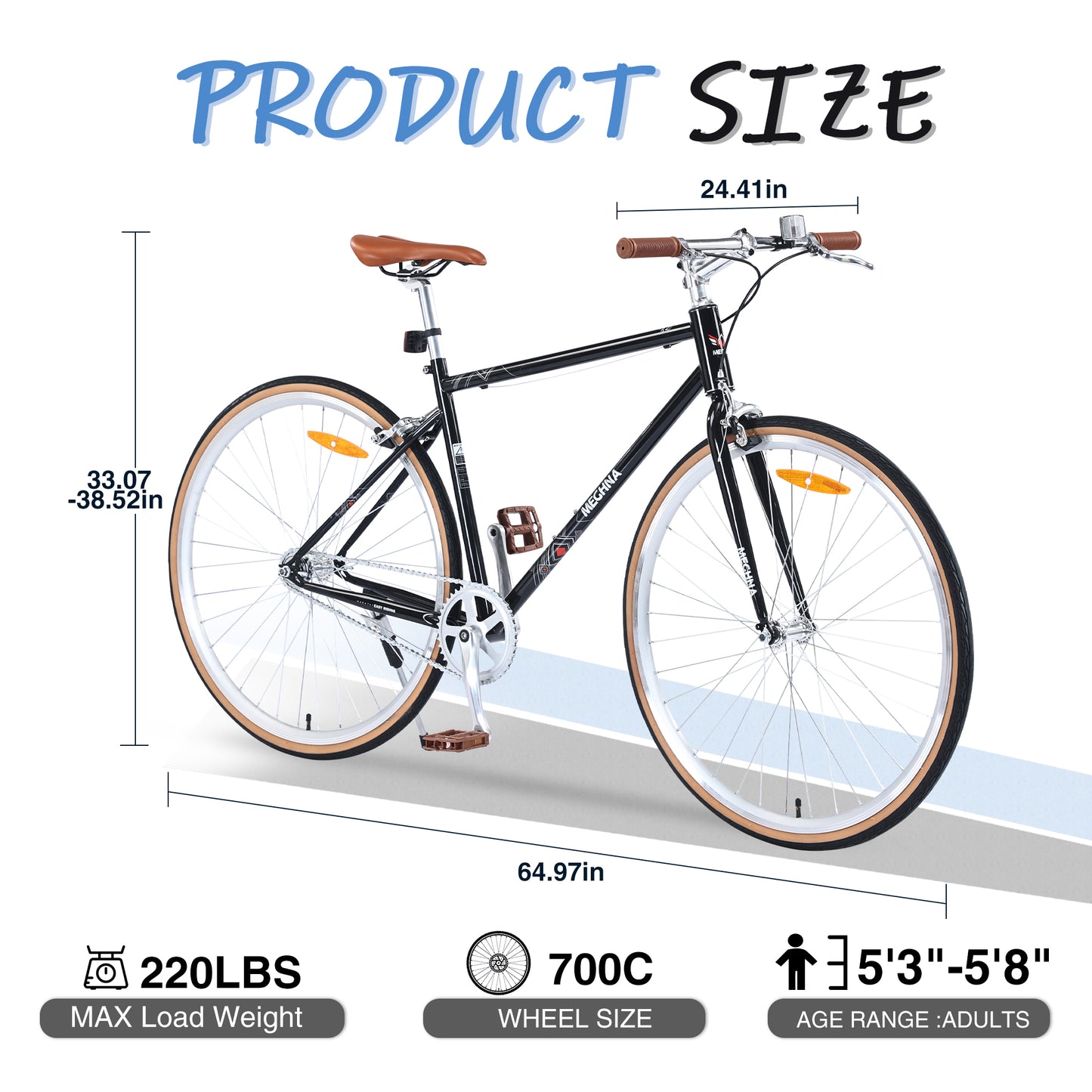 BTMWAY 700C Hybrid Bike,A Single-Speed Retro Style Road Bicycle with Anti-Skid Pedals, Steel Frame for Men & Women, Featuring Double Layer Aluminum Alloy Rims