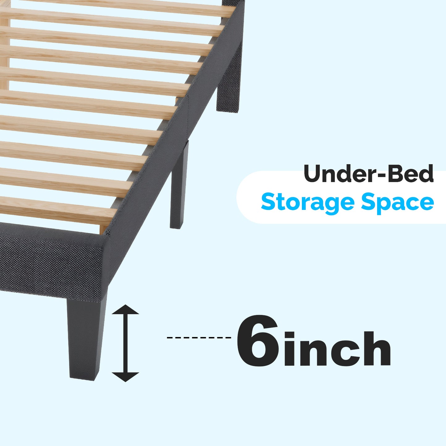 King Bed with Adjustable Headboard, King Size Linen Upholstered Platform Bed Frame with 800lbs Support, No Box Spring Needed, Wood Slat Support, Noise Free, Gray