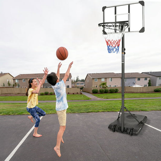 Basketball Hoop Outdoor, BTMWAY 5.6FT-7FT Height Adjustable Kids Basketball Goal with PC Backboard, Portable Basketball Hoop Stand System with Wheels for Youth Adult Yard Indoor Outdoor Use