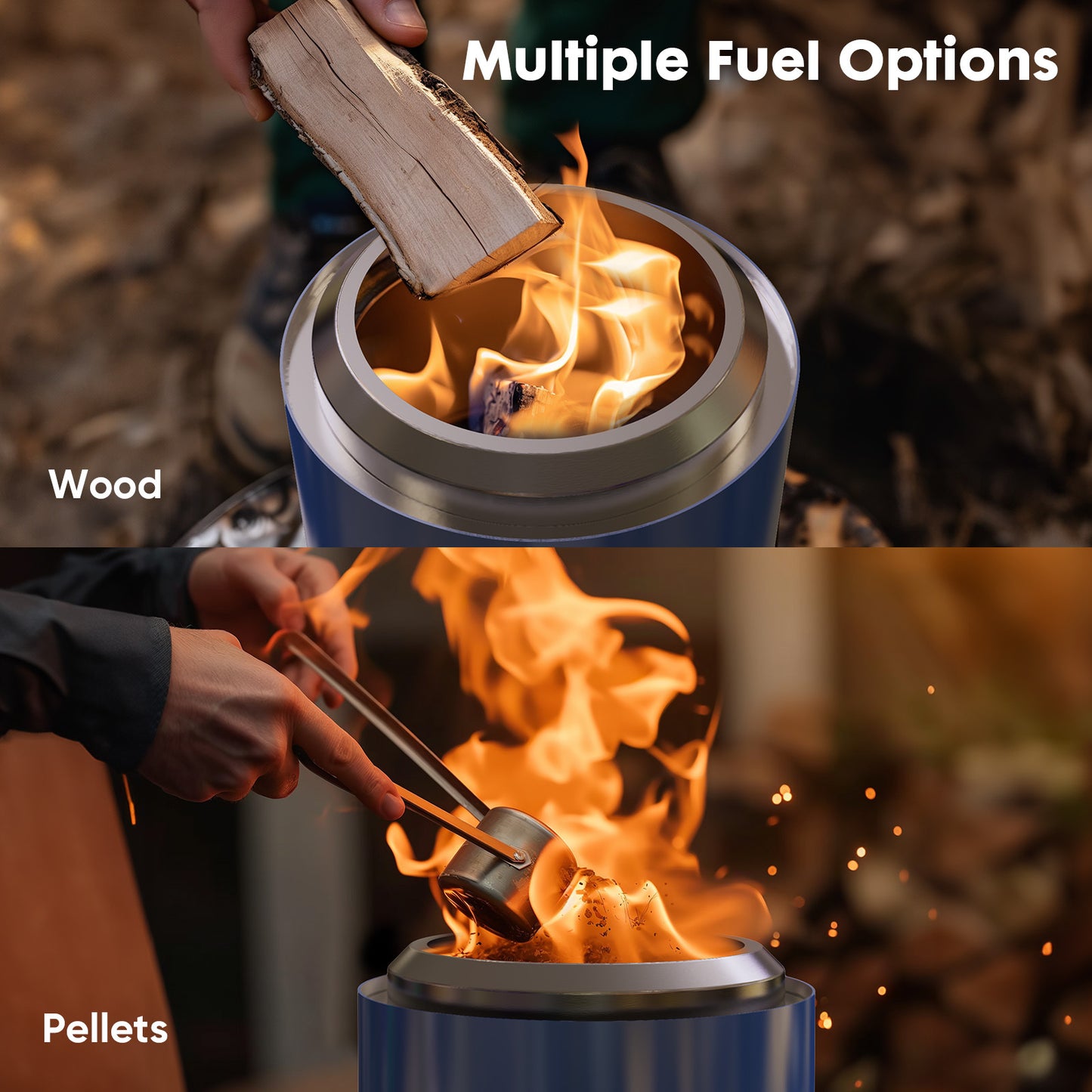 BTMWAY Smokeless Fire Pit,Stainless Steel Tabletop Firepit Wood Pellets Burning Fire Pits for Camping, Bonfire, Low Smoke Portable Firepits for Outdoor Patio Backyard，Red