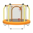 BTMWAY 55" Toddler Trampoline with Enclosure, Child's Mini Trampoline for Kids, Indoor & Outdoor Baby Trampoline with Basketball Hoop, Children's Trampoline with ASTM Certification