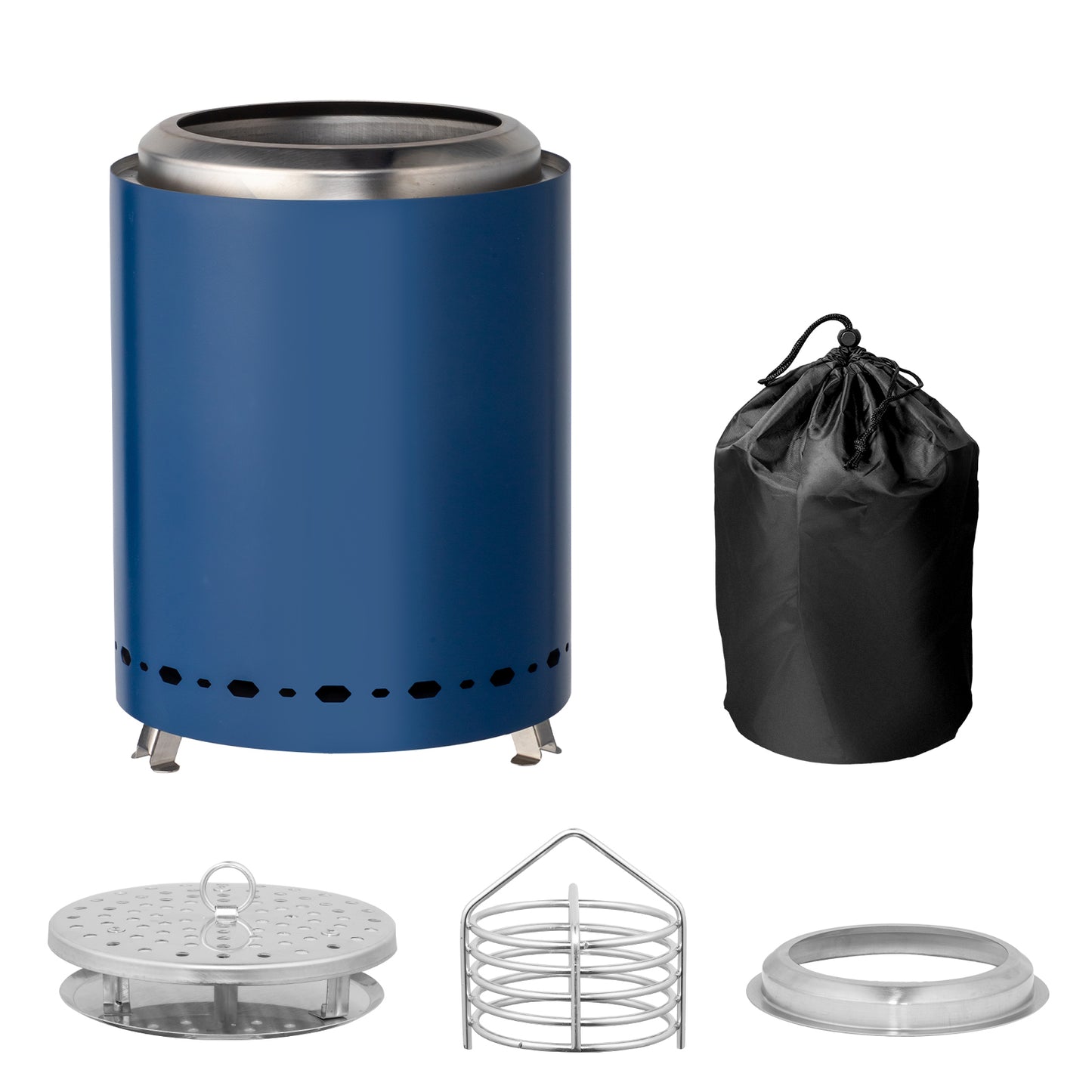 BTMWAY Outdoor Camping Wood Burning Stove, Portable Wood Stove with Alcohol cover and storage bag for Camping, Tent Heating, Hunting, Outdoor Cooking,Blue