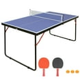 BTMWAY Ping Pong Table Foldable with 2 Ping Pong Paddles, Outdoor Ping Pong Table with Net and Balls, Portable Ping Pong Table Set for families, Table Tennis Set 30.82LBS