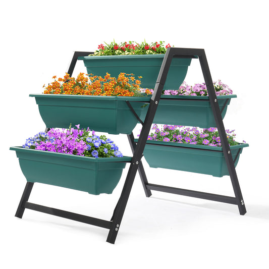 BTMWAY Raised Garden Planter Bed, Tiered Planter Stand with 5 Boxes, Vertical Raised Garden Bed for Herbs, Flowers, or Vegetables in Patio Balcony Indoor Outdoor