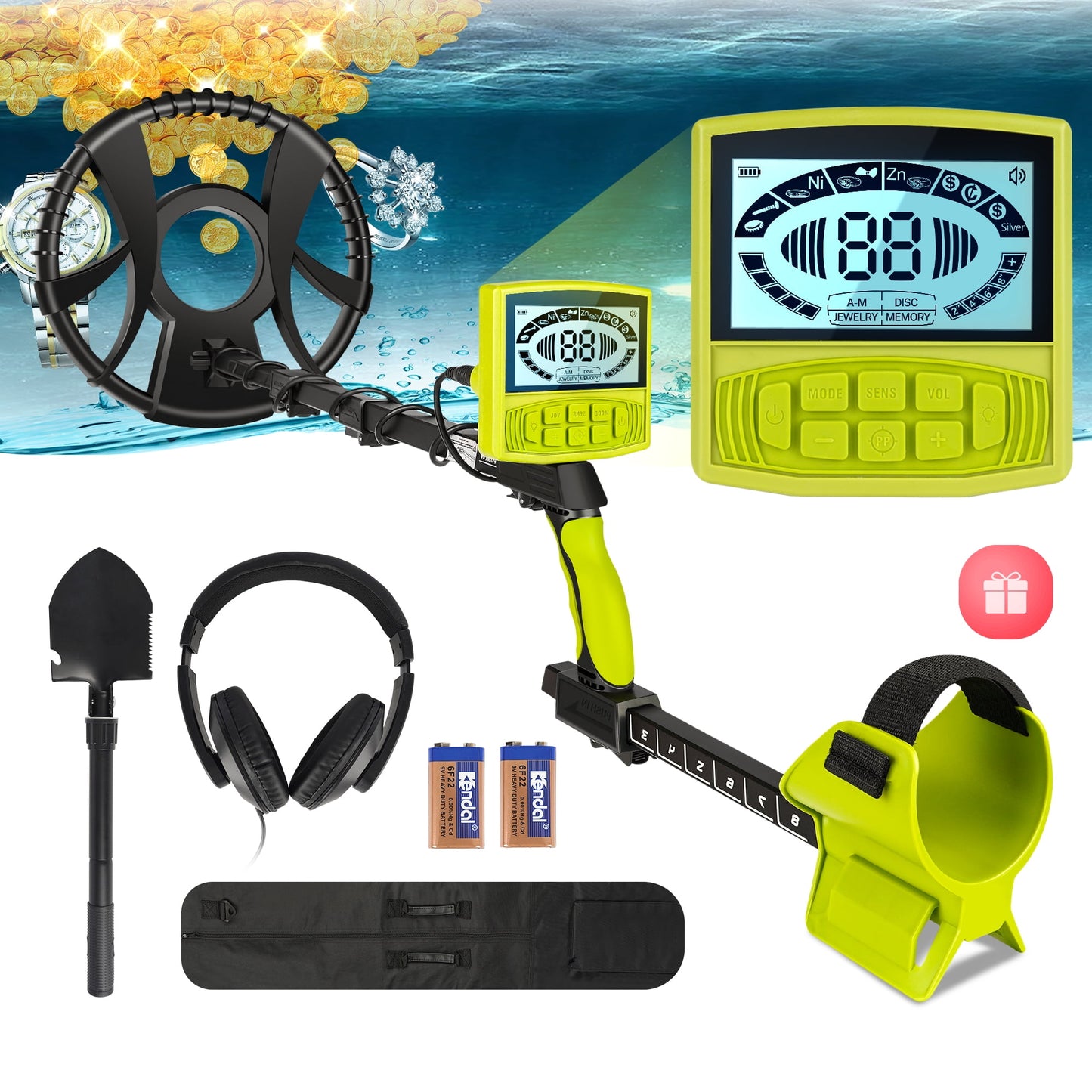 Metal Detector for Adults Kids Waterproof, BTMWAY Professional Higher Accuracy Gold Detector - 5 Detection Modes | Bigger Backlit LCD Display | New Advanced DSP Chip (10" IP68 Waterproof Coil), AU10