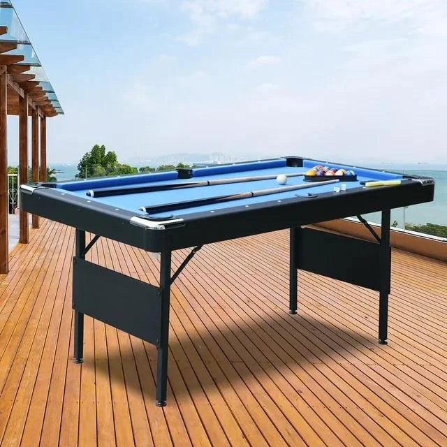 BTMWAY Outdoor Portable Pool Table for adults, Billiard Tables Game Table, Indoor Table, Children's Toys, Table Games, Space-Saving Entertainment, and All Accessories Included, Blue