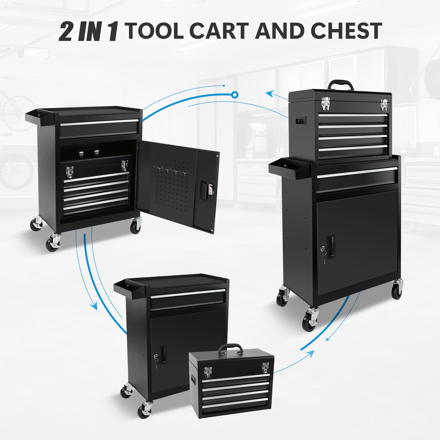 BTMWAY 7-Drawer Rolling Tool Storage Cabinet with Wheels Multifunctional Tool Cart Mechanic Tool Storage Cabinet for Garage, Workshop, Barbershop,black