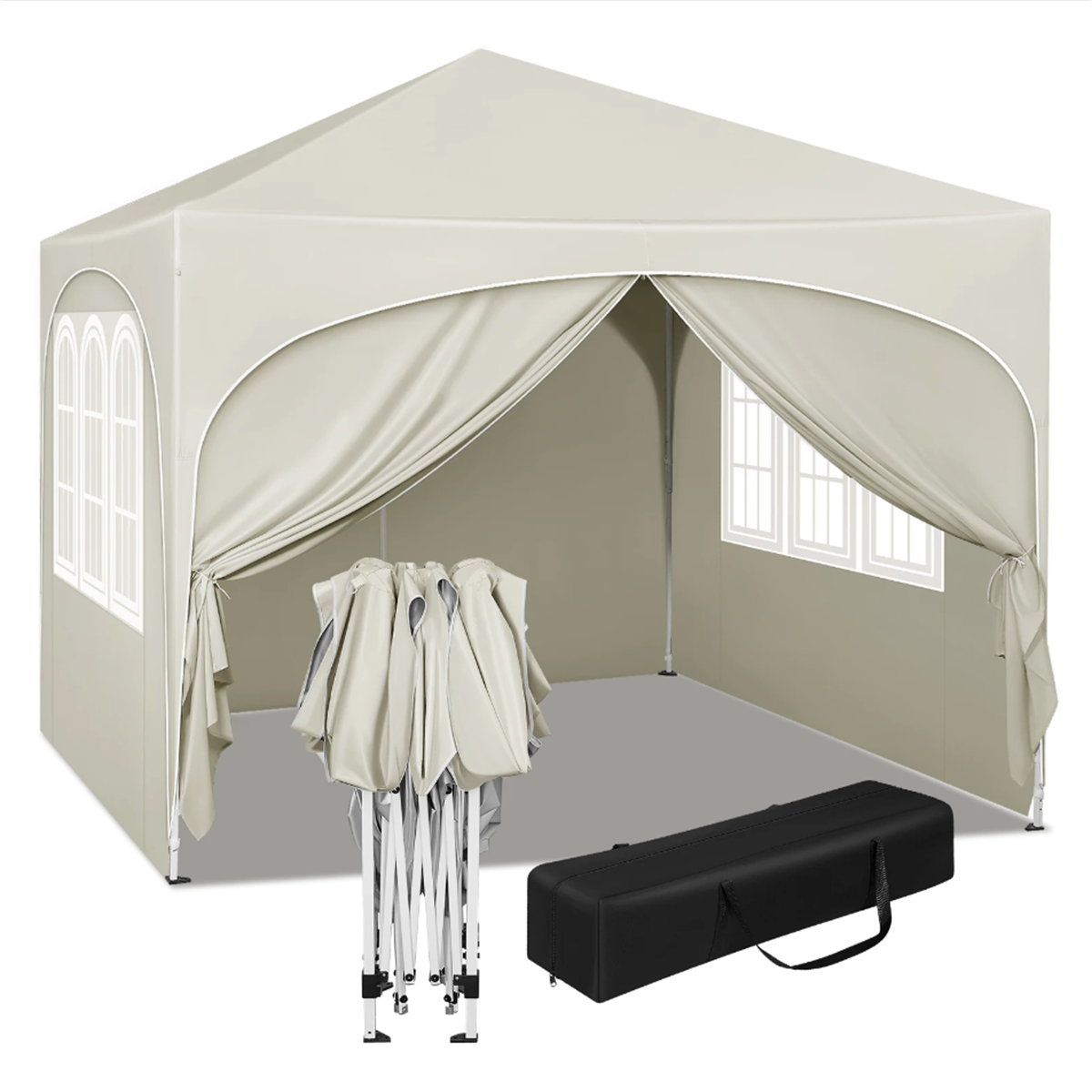 BTMWAY Outdoor Canopy Tent Adjustable Height UV-Resistant Waterproof Gazebo with 6 Removable Sidewalls & Carry Bag for Family Reunions, Picnics, Sporting Events, Flea Markets, Barbecues