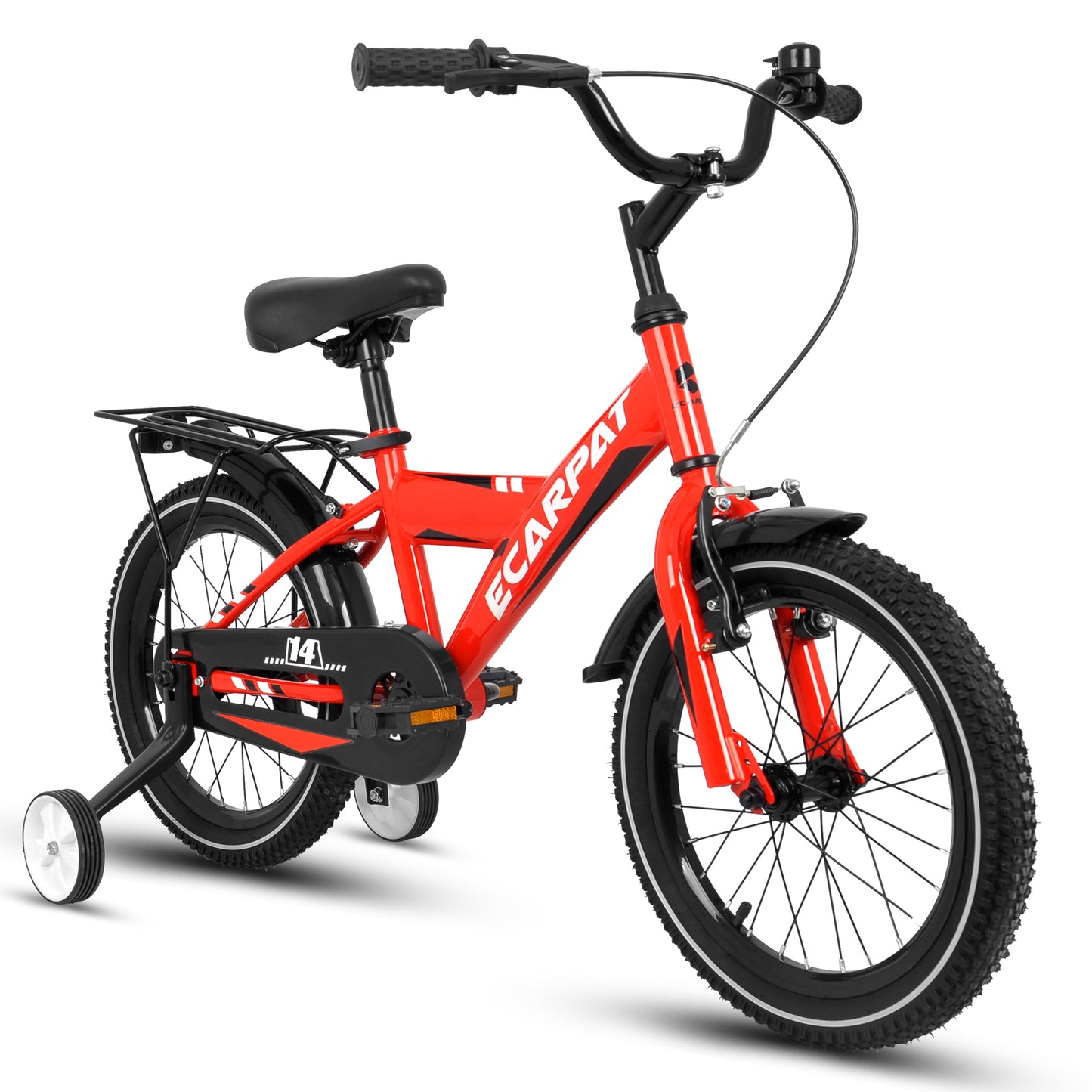 A14115 Kids Bike 14 inch for Boys & Girls with Training Wheels, Freestyle Kids' Bicycle with fender and carrier.