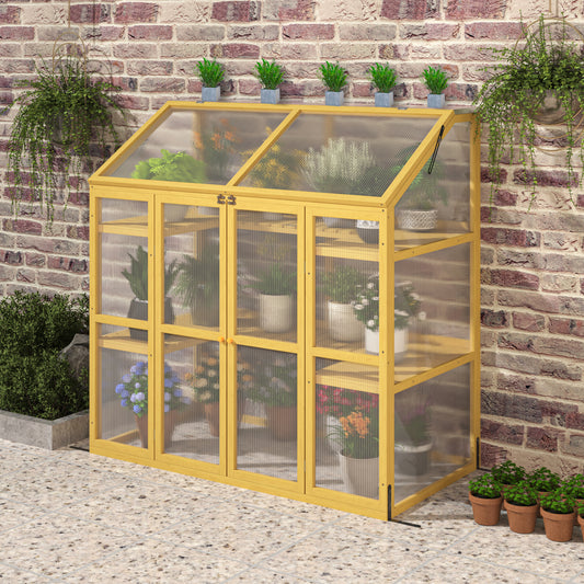 BTMWAY Greenhouse for Outdoor, Green House with Polycarbonate Panels, 6 Built-In Dividers, Spacious Interior for Growing Plants