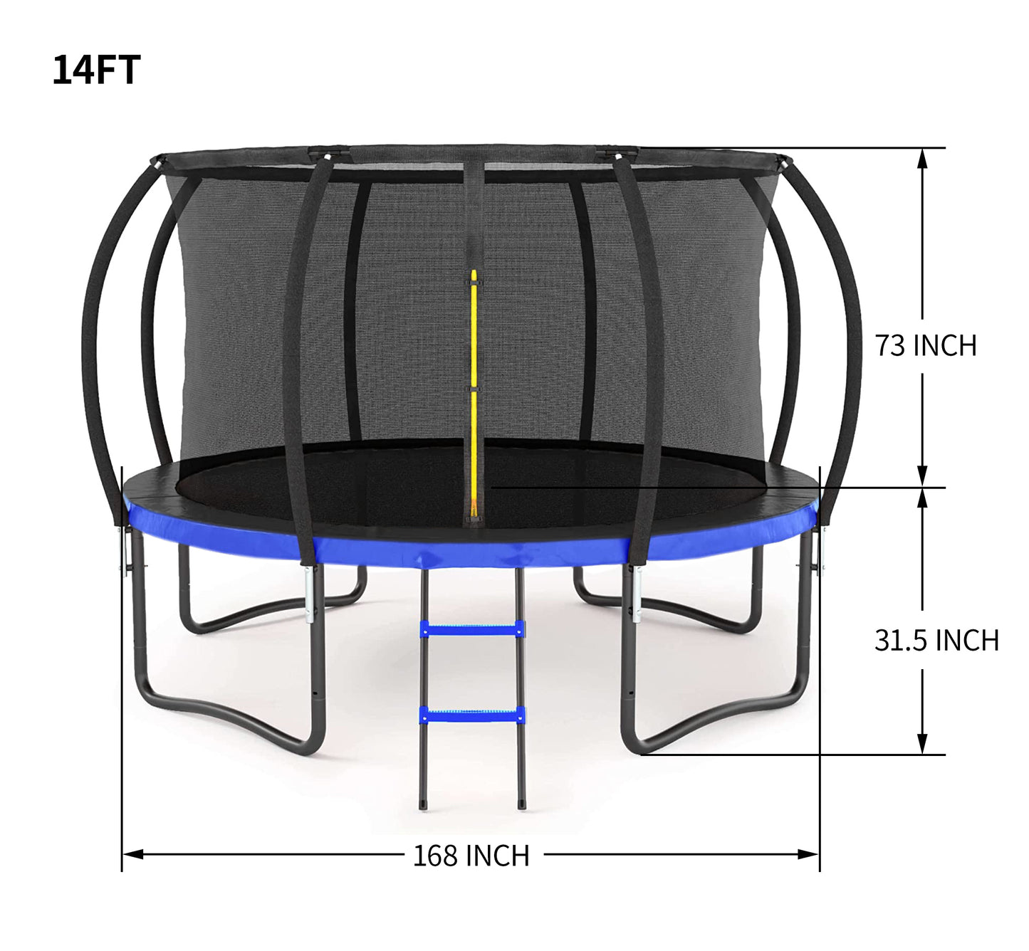 8X14FT Outdoor Square Trampolines for Kids Adults Long Rectangular Tumbling Trampoline,Blue