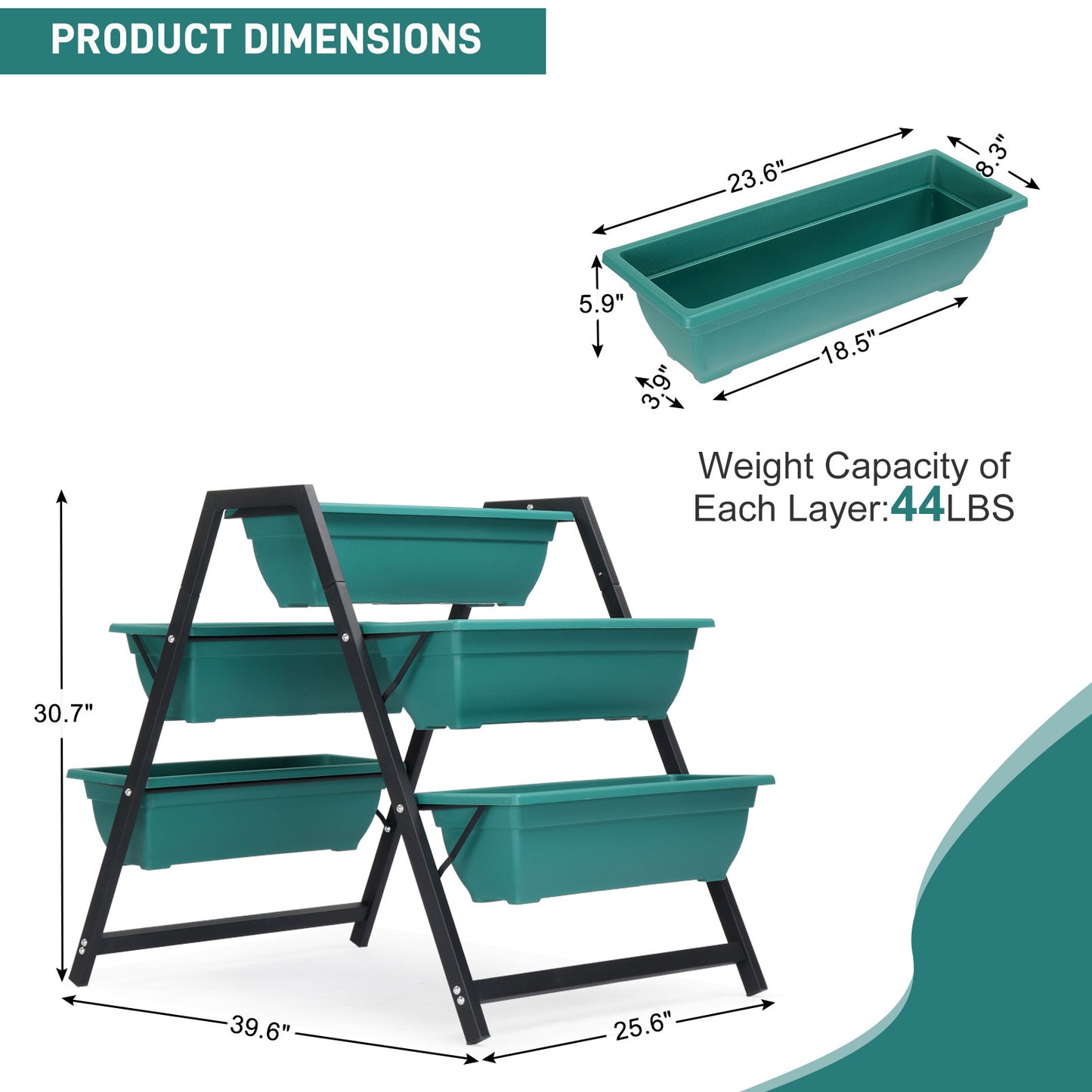 BTMWAY Raised Garden Planter Bed, Tiered Planter Stand with 5 Boxes, Vertical Raised Garden Bed for Herbs, Flowers, or Vegetables in Patio Balcony Indoor Outdoor