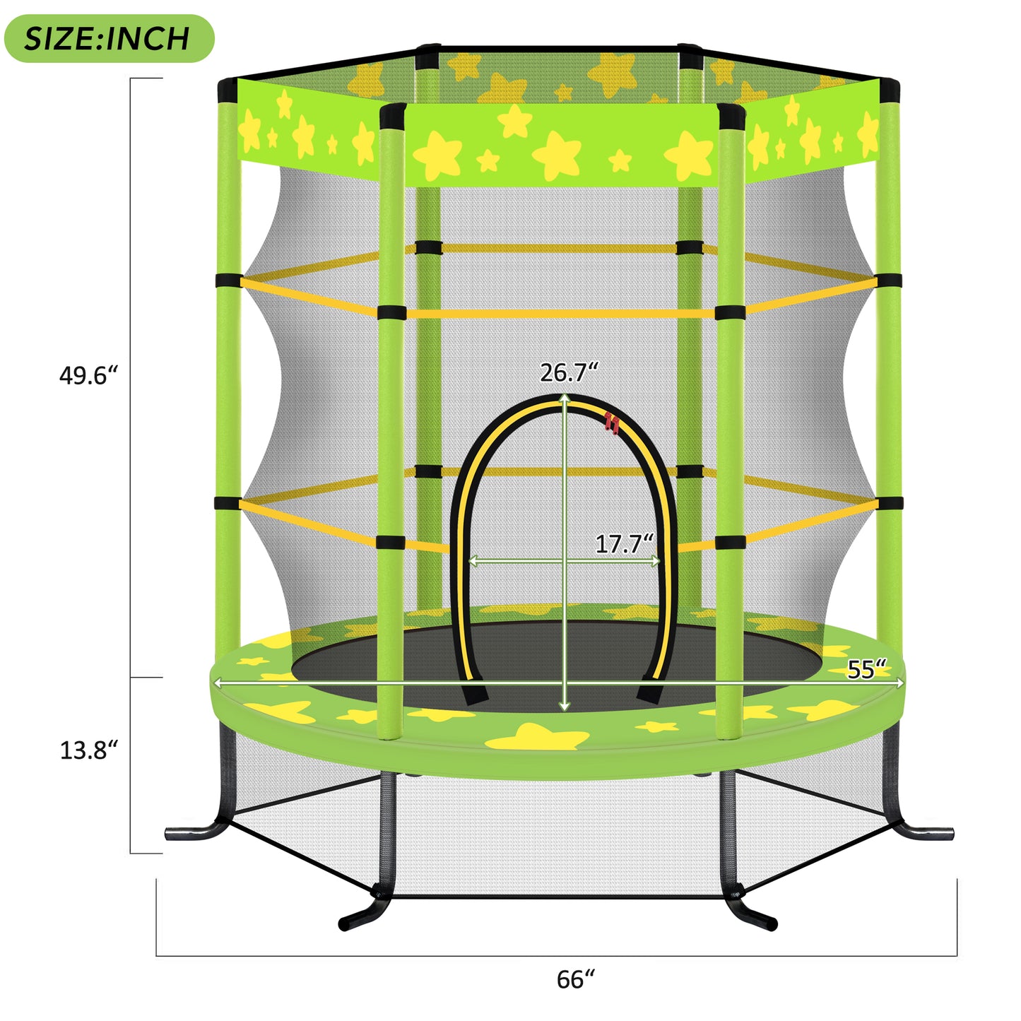 55” Toddler Trampoline, BTMWAY New Upgraded 4.5FT Kids Trampoline, Indoor/Outdoor Ultra Safe Mini Baby Trampoline with All Round Enclosure Net, Safety Pad, Gifts for Birthday Girls Ages 1-6