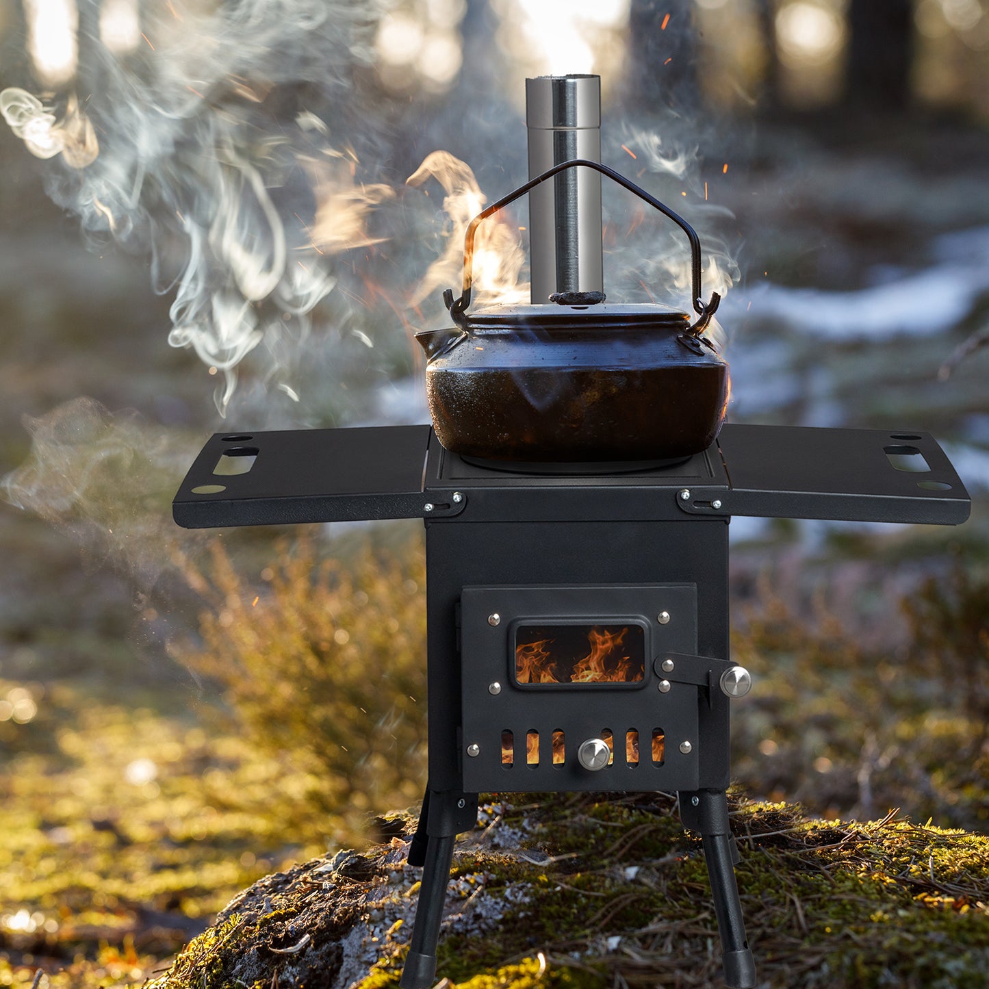 BTMWAY Wood Camping Stove Black 57.5*31*37cm