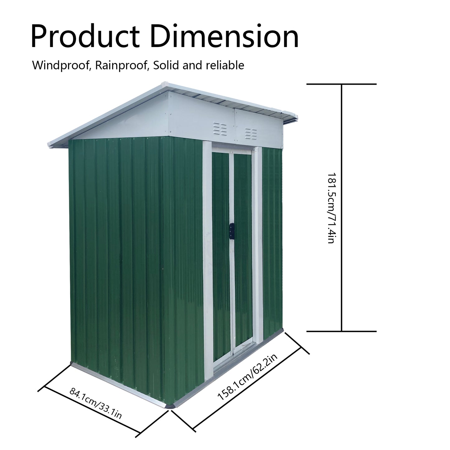 BTMWAY 5x3 FT Pent Roof Outdoor Tool Bike Storage Garden Shed With Aluminum Alloy Frame And Sliding Door