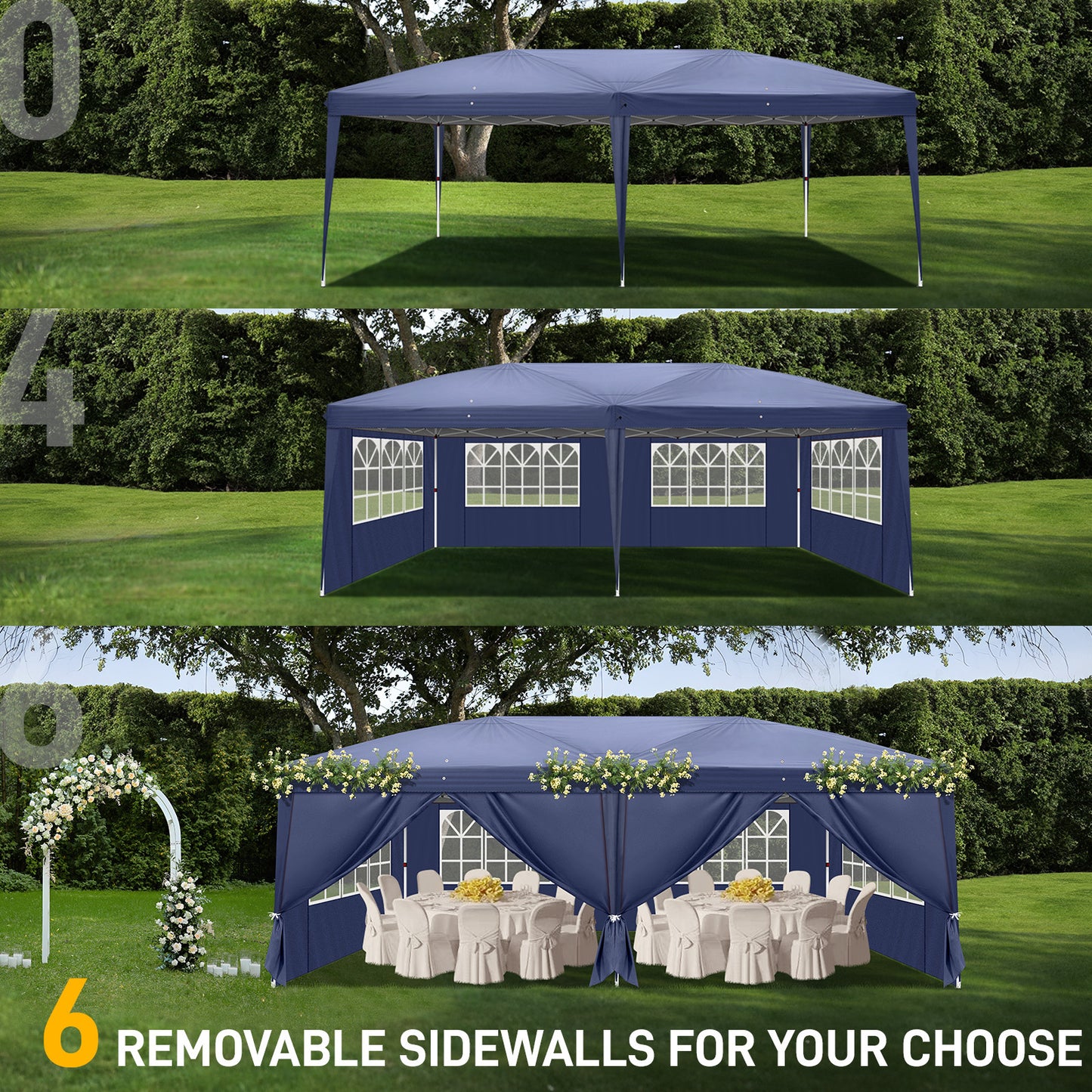 10 x 20ft Pop Up Canopy Tent Outdoor, Event Canopy Tent with Removable Sidewalls Windows, Outdoor Tent for Backyard Party, wedding Gazebo Tent for Patio