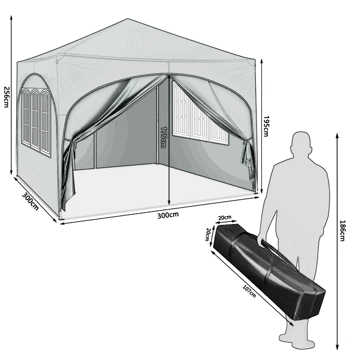 BTMWAY Outdoor Canopy Tent Adjustable Height UV-Resistant Waterproof Gazebo with 6 Removable Sidewalls & Carry Bag for Family Reunions, Picnics, Sporting Events, Flea Markets, Barbecues