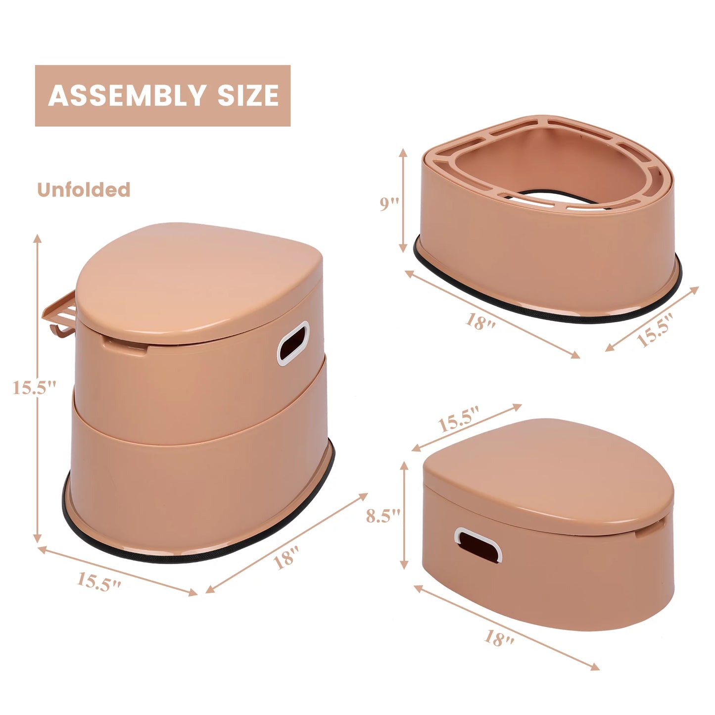 Portable Camping Toilet, ASJ Portable Toilet Seat with Detachable Inner Bucket, Indoor & Outdoor Travel Toilet for RV/Camping/Boating, Portable Toilet with Non-slip Mat, Pink