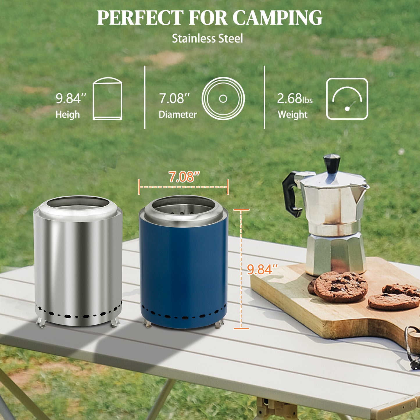 BTMWAY Outdoor Camping Wood Burning Stove, Portable Wood Stove with Alcohol cover and storage bag for Camping, Tent Heating, Hunting, Outdoor Cooking,Round