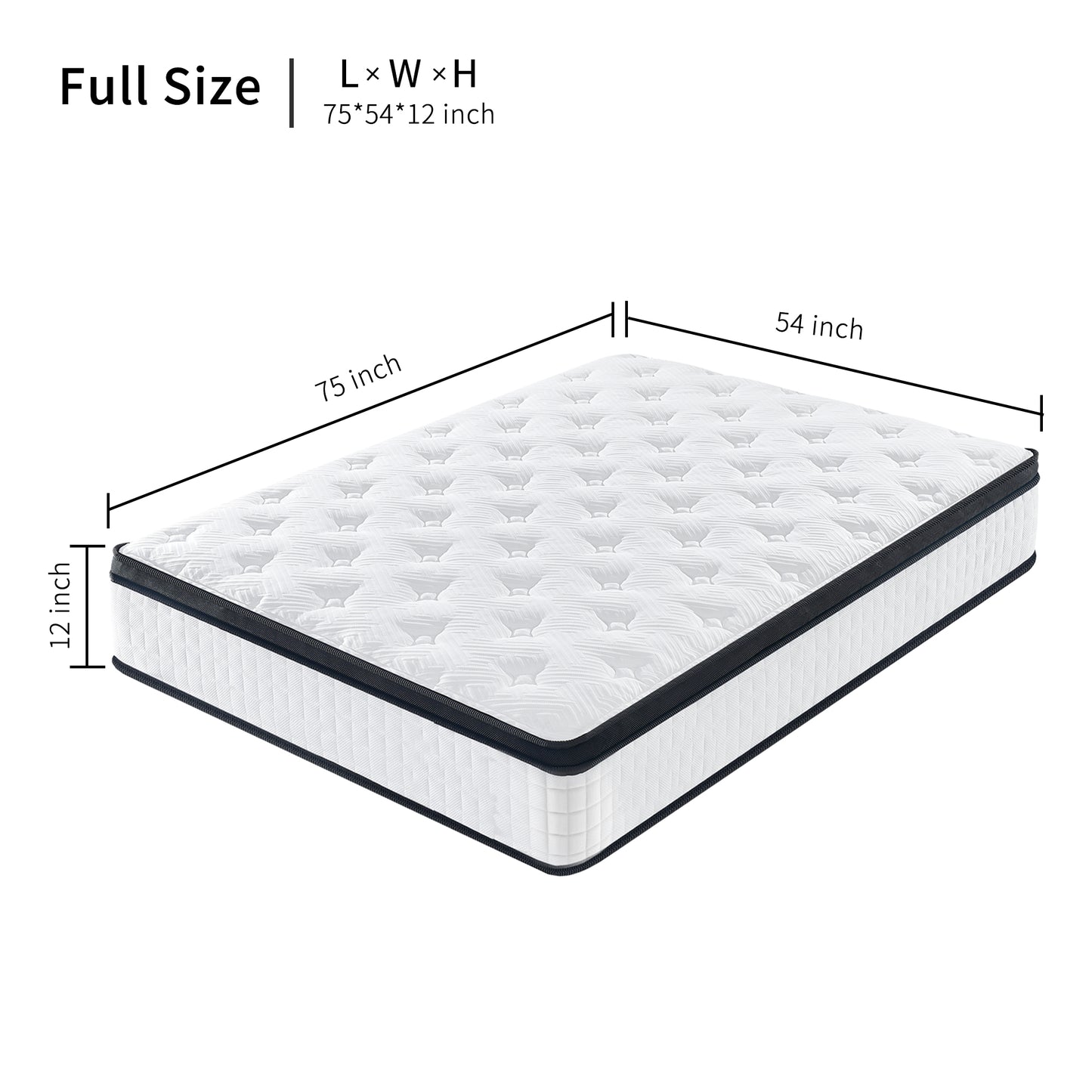 BTMWAY Full Size 12 inch Memory Foam Hybrid Mattress in a Box, Cool Breathable Knitted Fabric Cover, Individual Pocket Spring for Comfort & Pressure Relief – Ideal for Side, Back & Stomach Sleepers