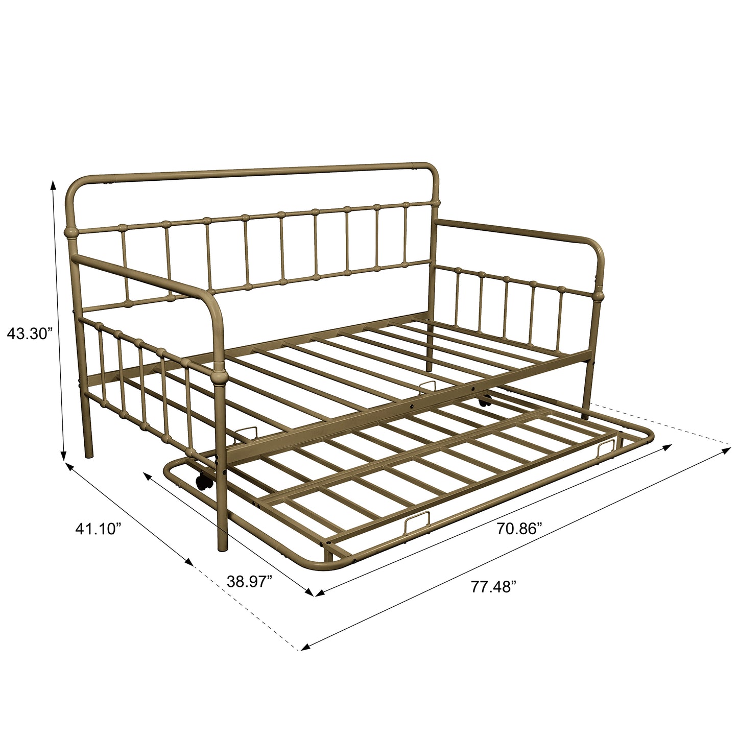 BTMWAY Twin Daybed with Trundle Included, Metal Daybed Frame with Pull-Out Trundle Bed