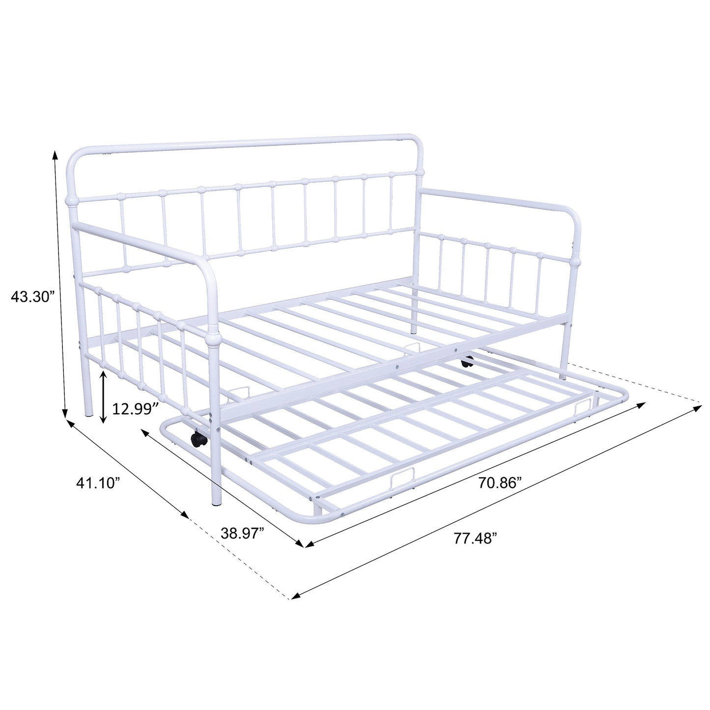 BTMWAY Twin Daybed with Trundle Included, Metal Daybed Frame with Pull-Out Trundle Bed