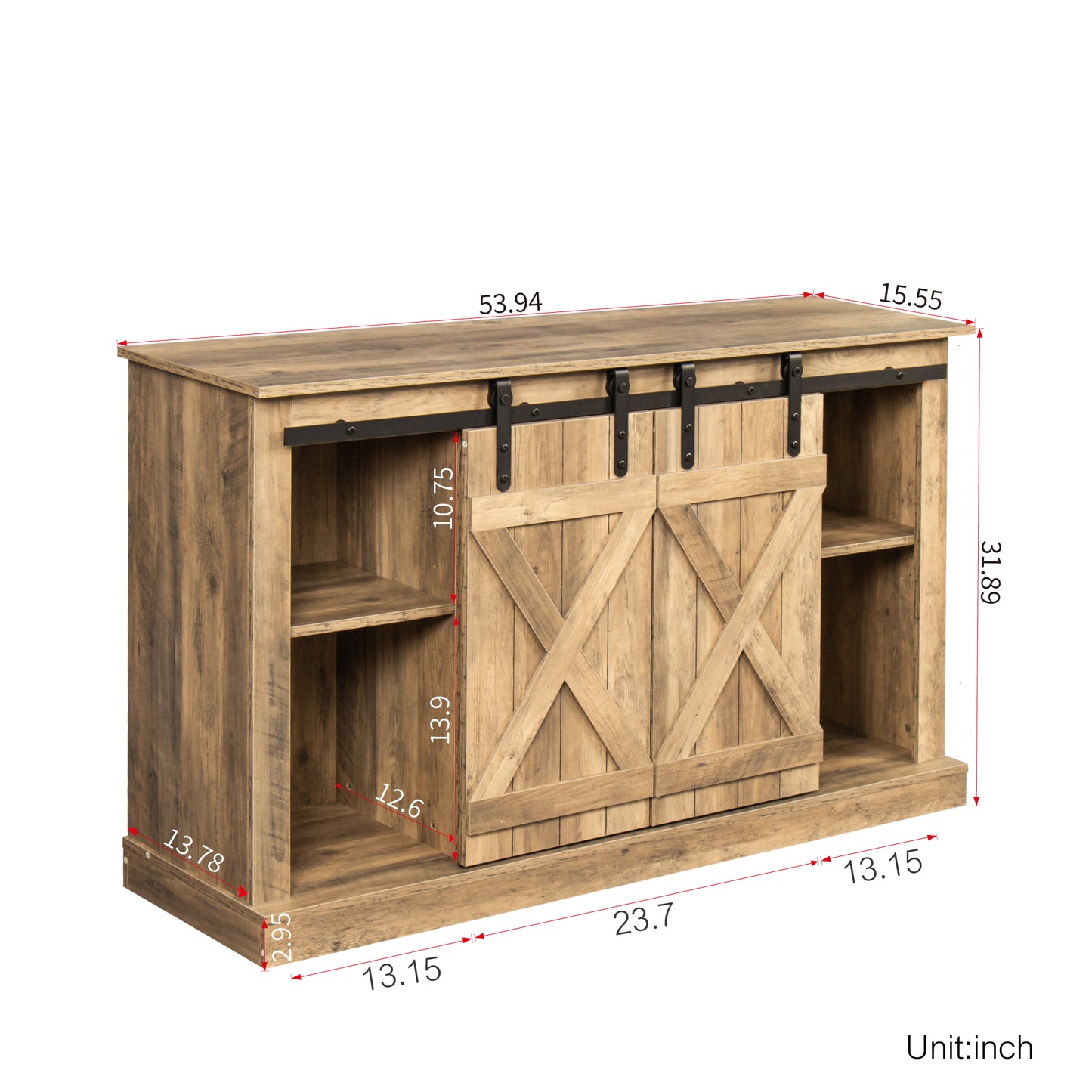 BTMWAY Farmhouse Barn Door TV Stand, LJC