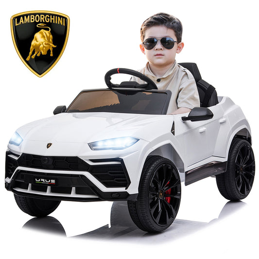 Kids Ride on Cars, BTMWAY 12V Licensed Lamborghini Ride On Car, Battery Powered Kids Ride on Vehicles for Boys Girls Gift, 3 Speed Kids Electric Car in Toys with Remote Control, White