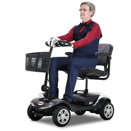 Mobility Scooter, BTMWAY 4 Wheel Mobility Scooter for Adults, Elderly, Folding Electric Powered Wheelchair Device, Heavy Duty Compact Mobility with Charger and Basket, 265 lbs Max Weight