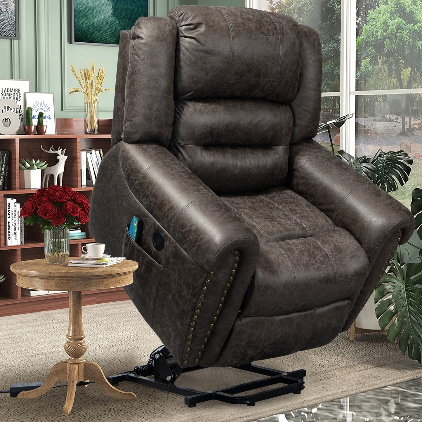 BTMWAY Faux Leather Power Lift Recliner, LJC03