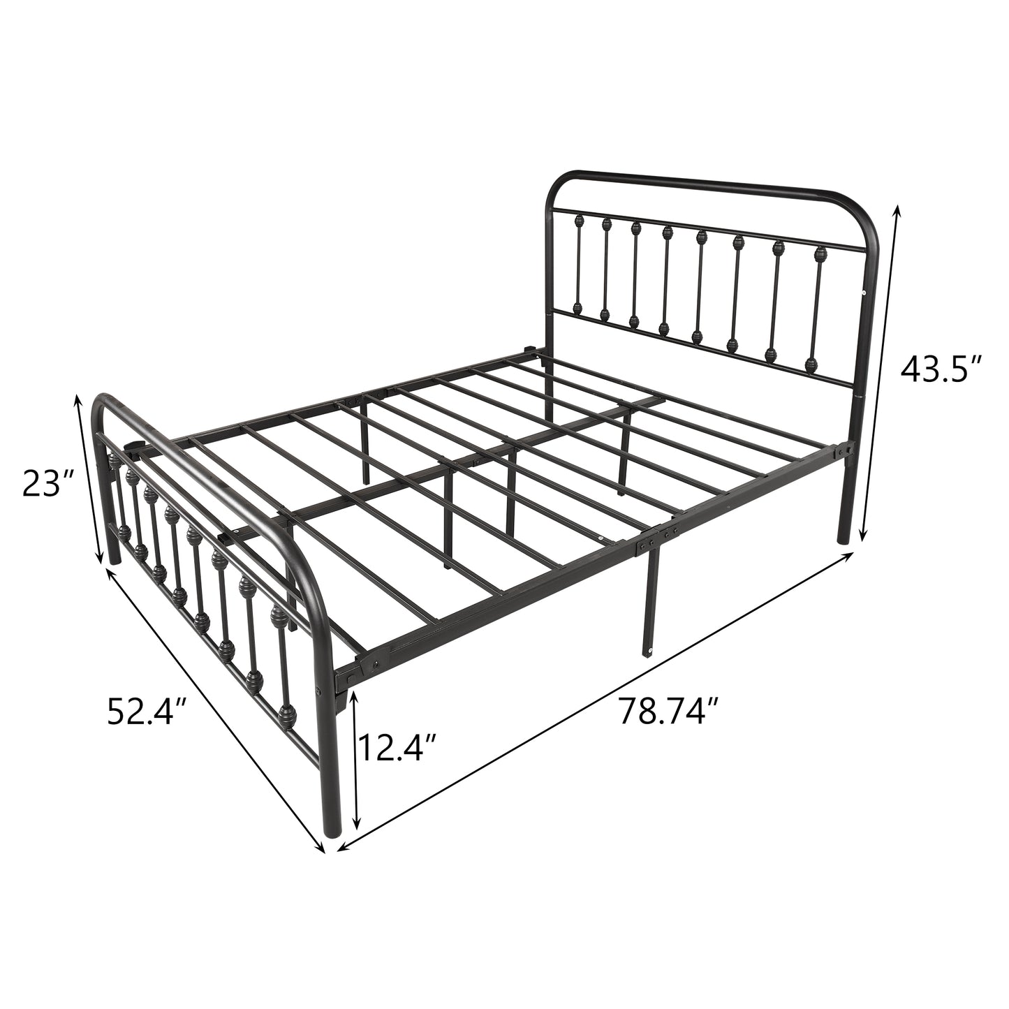 Metal Platform Bed Frame, Full Size Metal Bed for Kids&Adults, Heavy Duty Iron Bed Frame with Headboard&Footboard, Black Platform Full Bed No Spring Box Needed, Industrial Bedroom Furniture, A4420