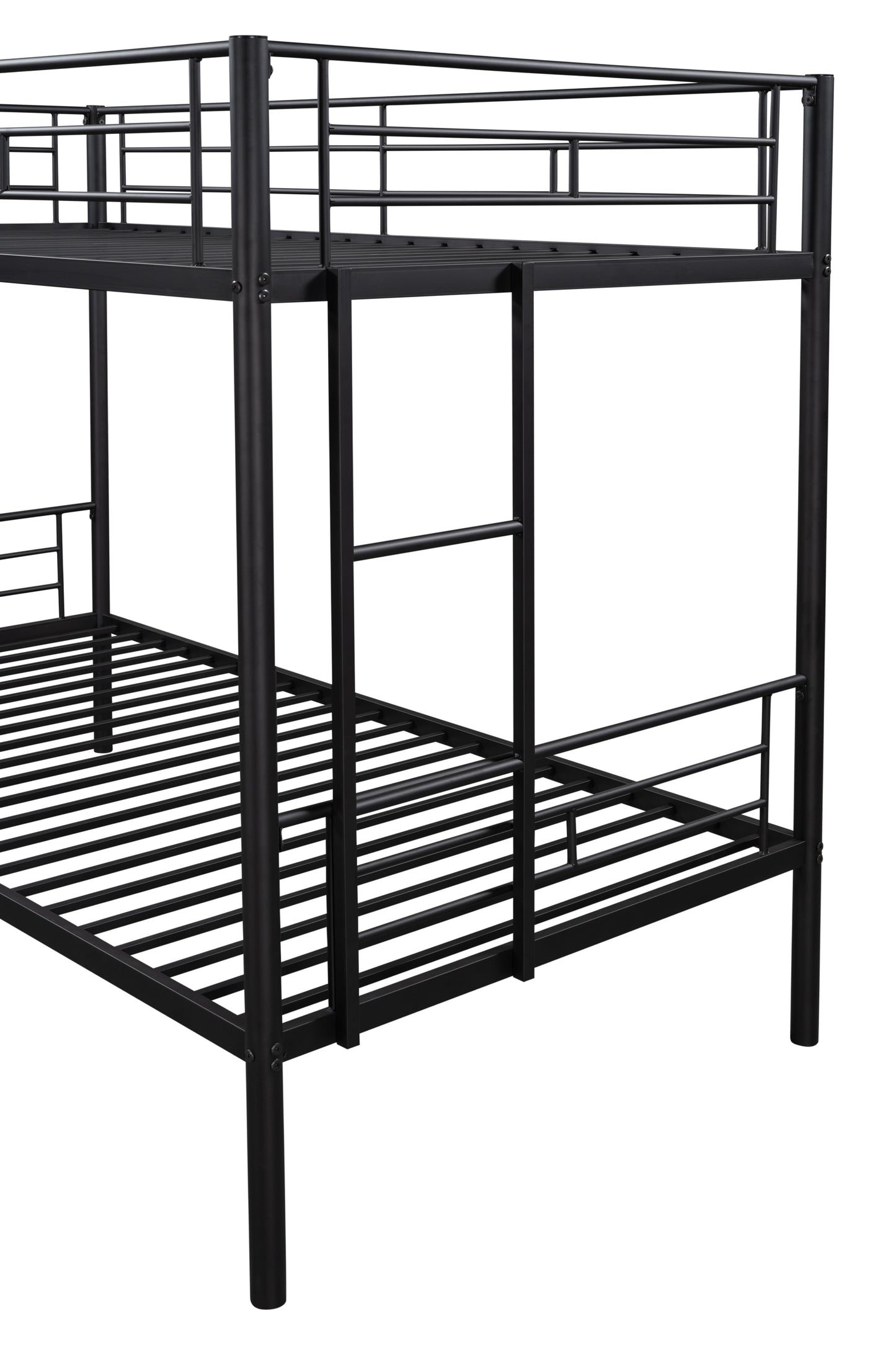 Metal Bunk Bed, BTMWAY Modern Bunk Beds Twin Over Twin, Twin Bunk Beds for Kids Teens Adults, Twin over Twin Bunk Bed with Safety Guard Rails and Ladder, Heavy Duty Bunk Beds for Bedroom, Black