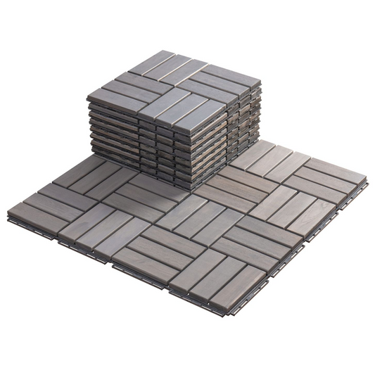 BTMWAY Outdoor Wood Interlocking Flooring Tiles, LJC