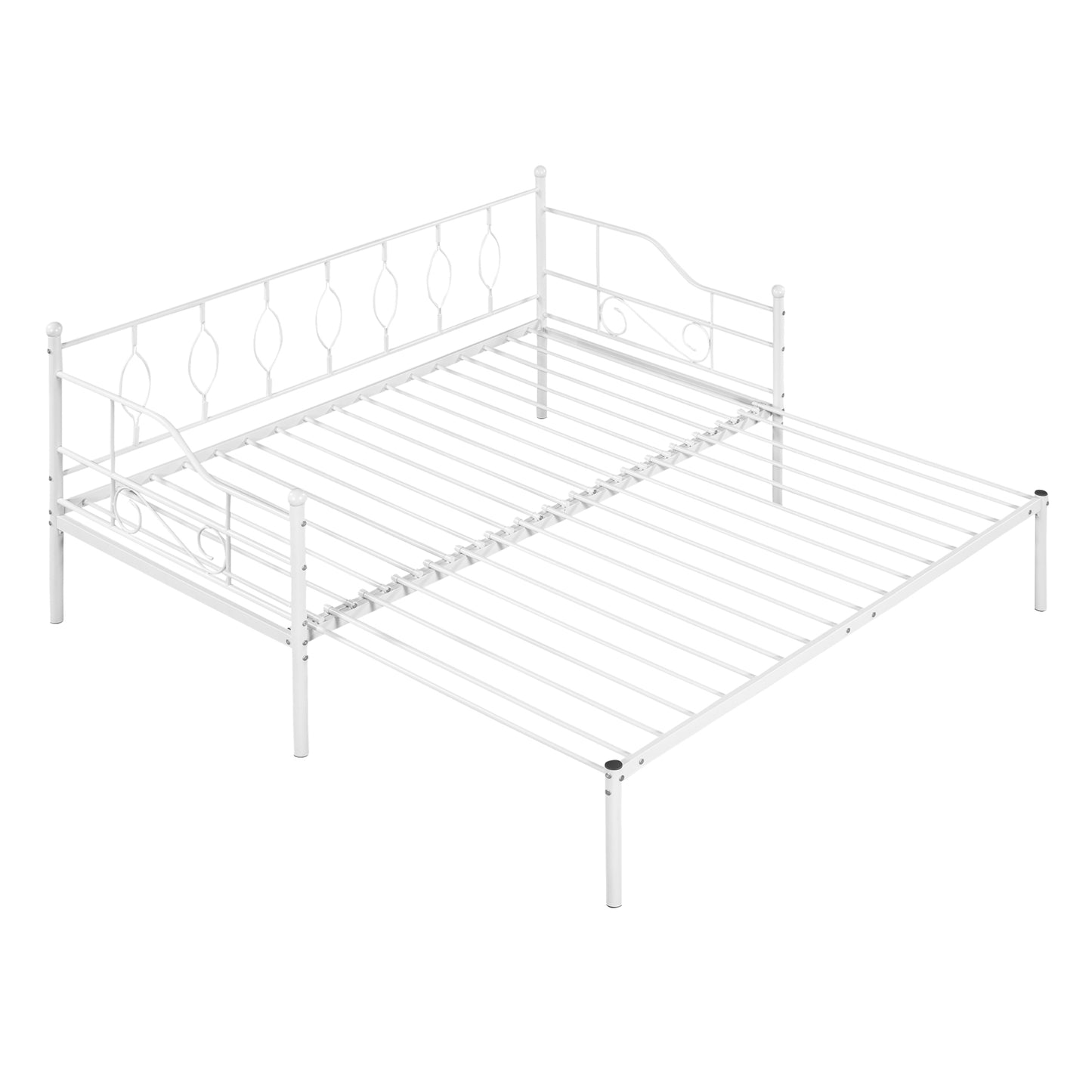 BTMWAY Daybed with Trundle Included, Twin Size Metal Daybed Frame with Adjustable Trundle, Heavy Duty Extendable Daybed with Pop Up Trundle Bed