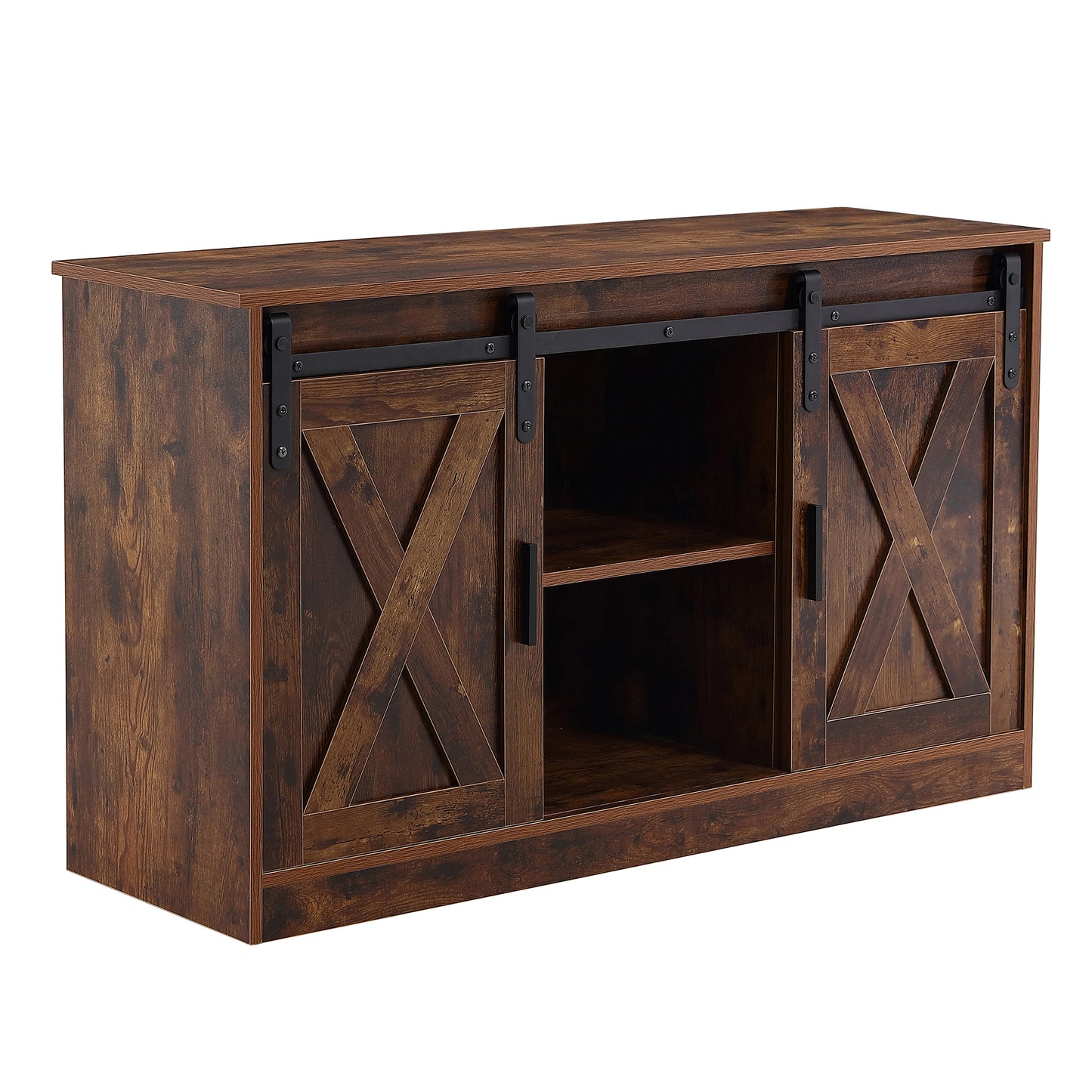 BTMWAY Farmhouse Barn Door TV Stand, LJC