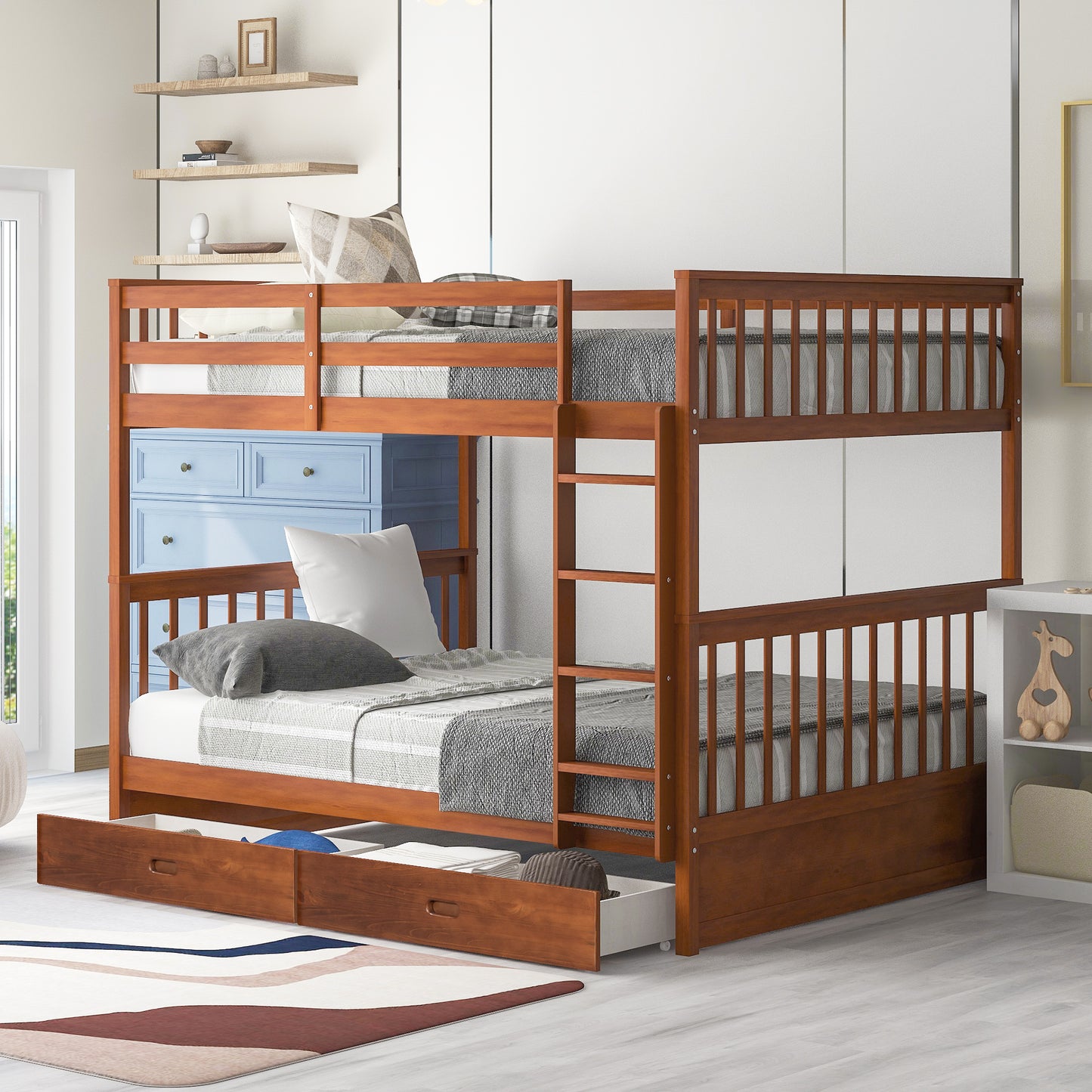 BTMWAY Bunk Bed with Storage, LJC