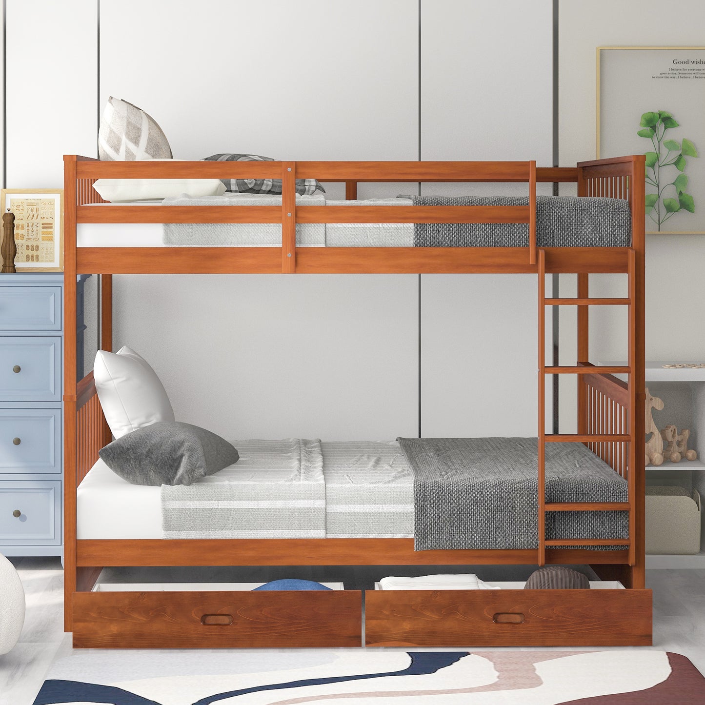 BTMWAY Bunk Bed with Storage, LJC