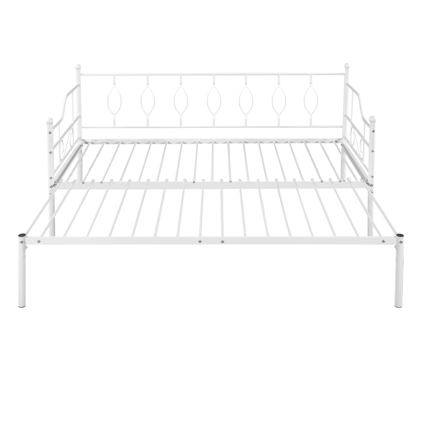 BTMWAY Daybed with Trundle Included, Twin Size Metal Daybed Frame with Adjustable Trundle, Heavy Duty Extendable Daybed with Pop Up Trundle Bed