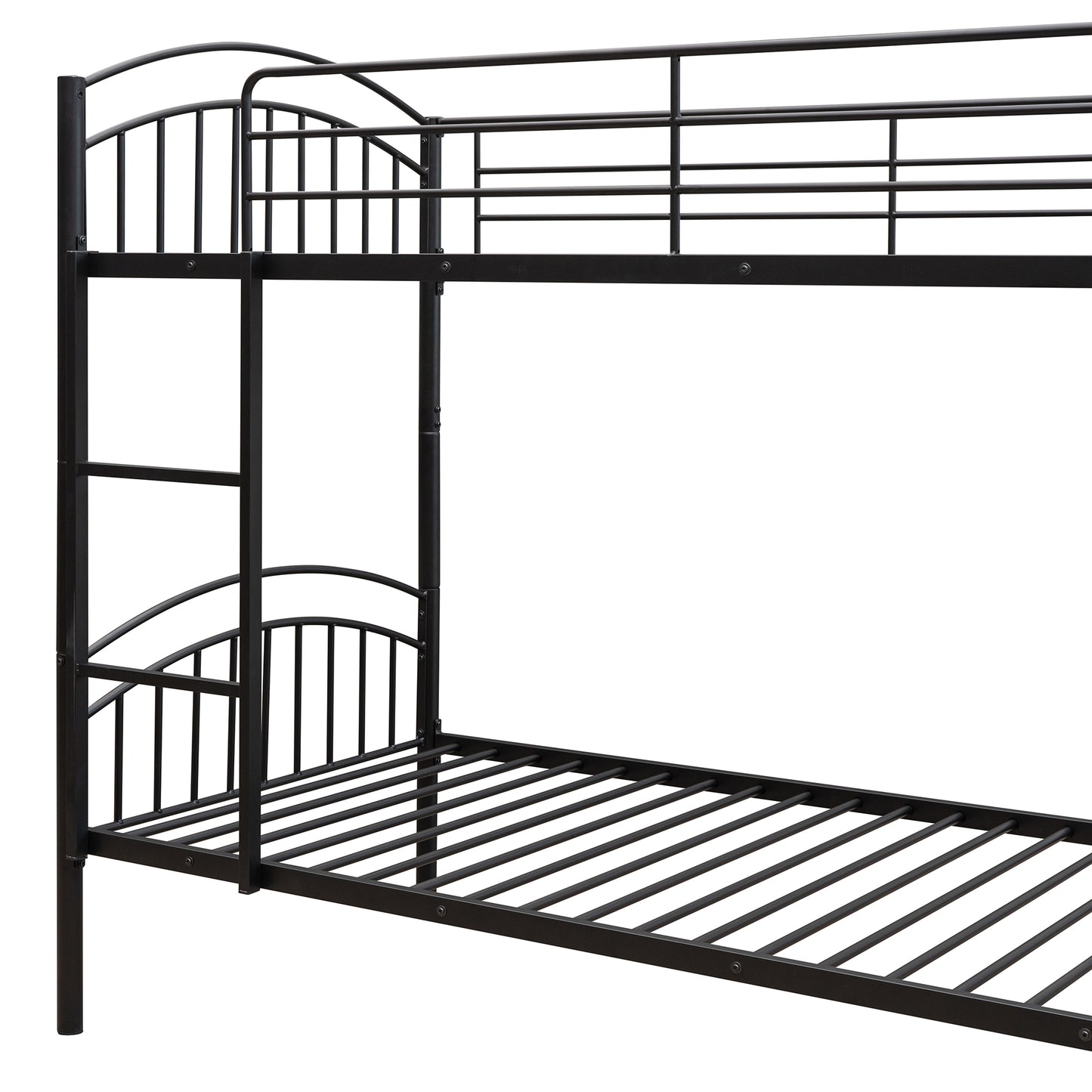 BTMWAY Twin Over Twin Metal Bunk Bed, Heavy Duty Twin Bunk Beds for Kids Teens Adults, Divided into Two Beds No Box Spring Needed, Bunk Bed Twin Over Twin with Guardrails, Ladder, Black