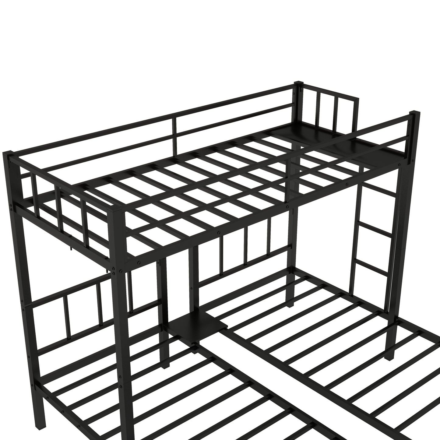 Metal Triple Bunk Beds, Twin Over Twin Over  Bunk Bed for Kids Teens Adults, Can be Separated into 3 Twin Beds with Headboard, Black, R1211