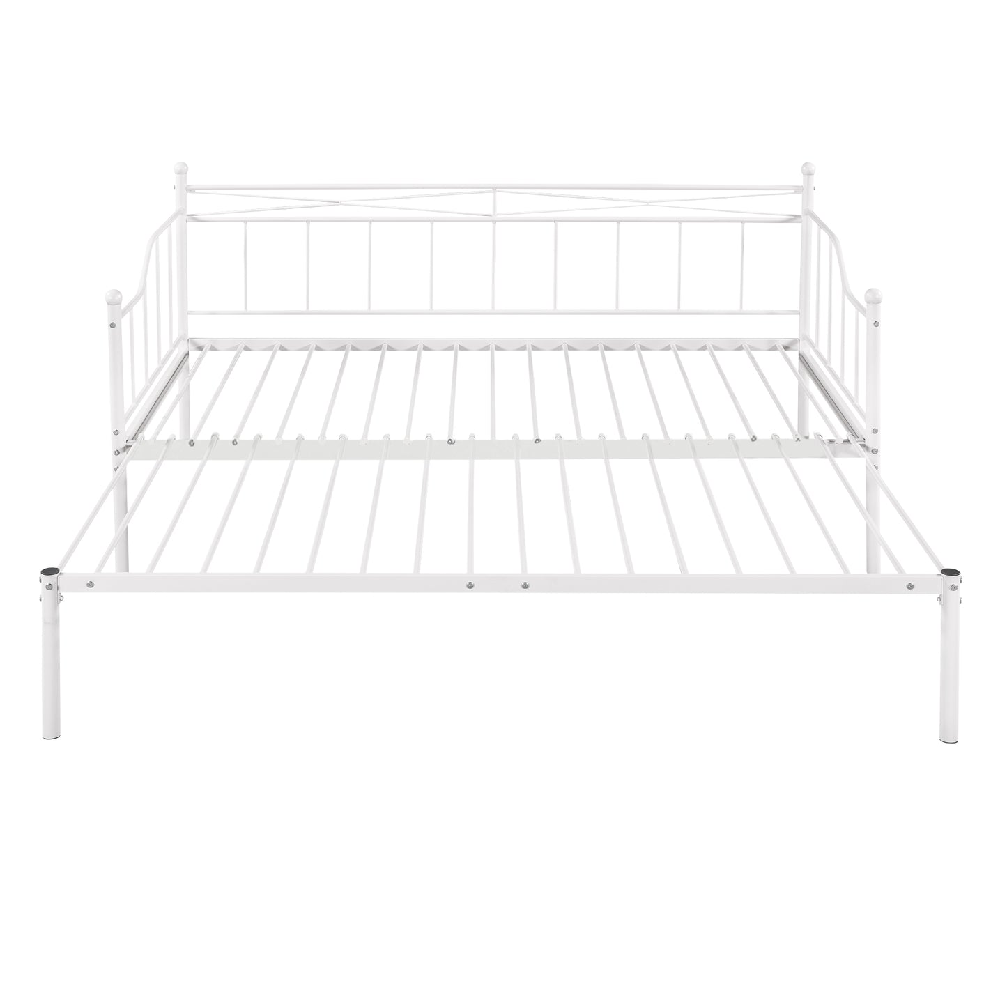 BTMWAY Daybed with Trundle Included, Twin Size Metal Daybed Frame with Adjustable Trundle, Heavy Duty Extendable Daybed with Pop Up Trundle Bed