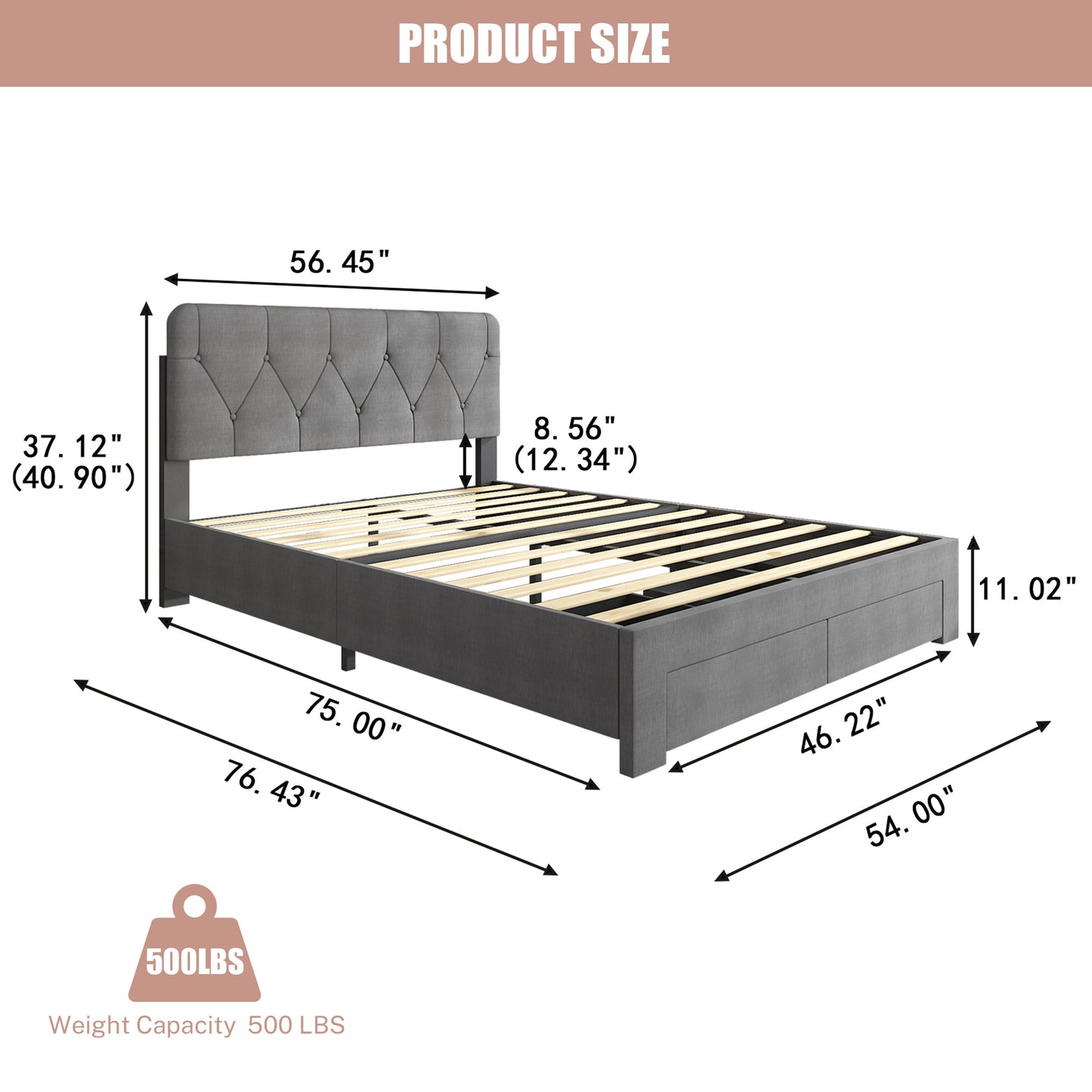 BTMWAY Queen Storage Bed Frame with Drawers, No Box Spring Needed