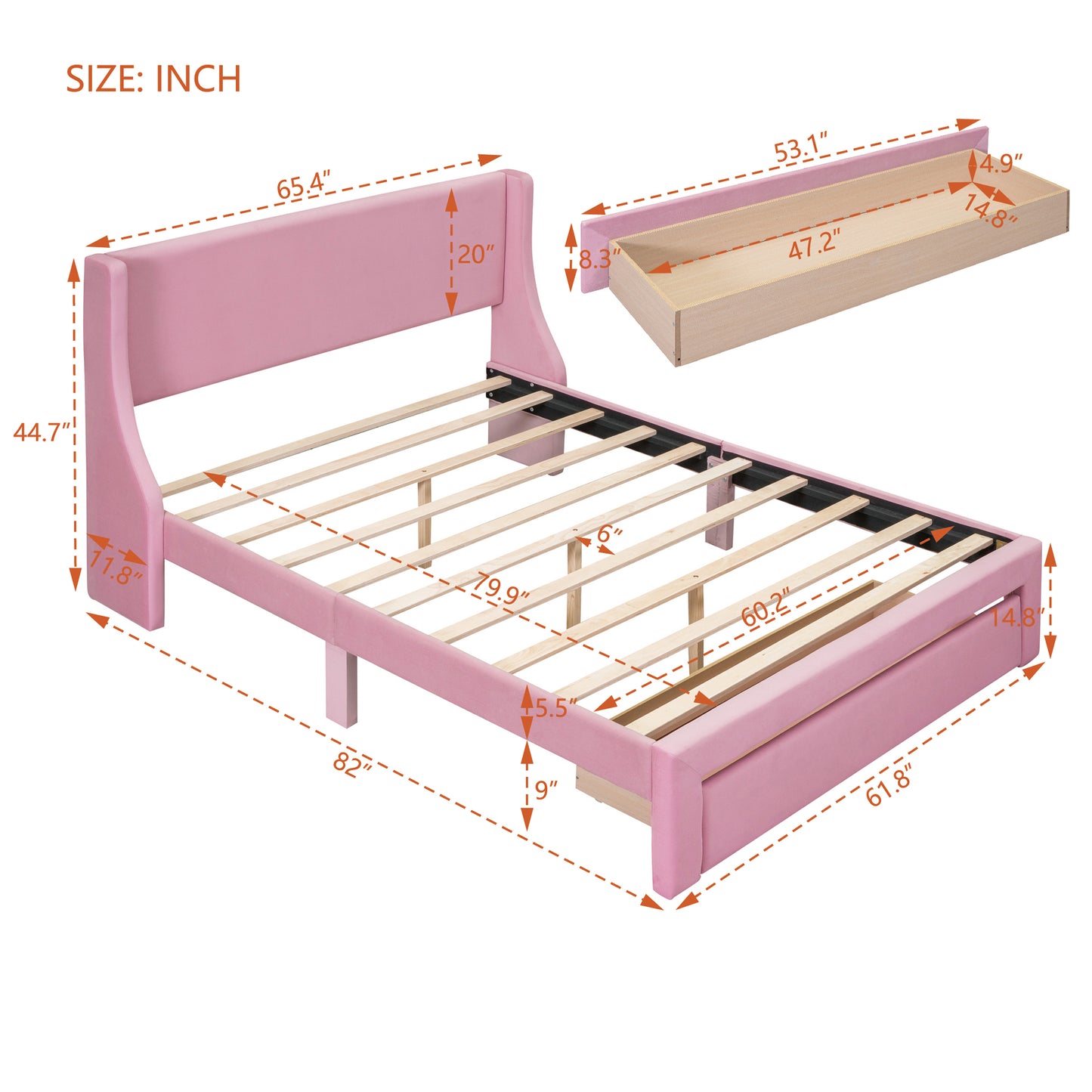 BTMWAY Queen Platform Bed Frame with Storage, LJC01