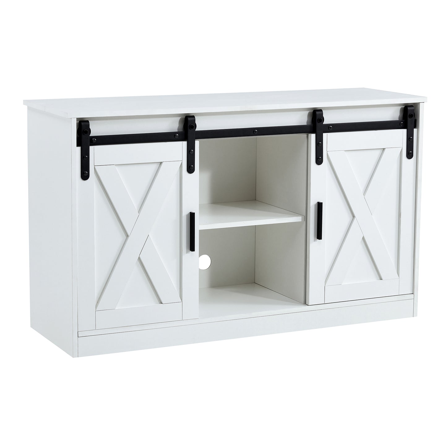 BTMWAY Farmhouse Barn Door TV Stand, LJC