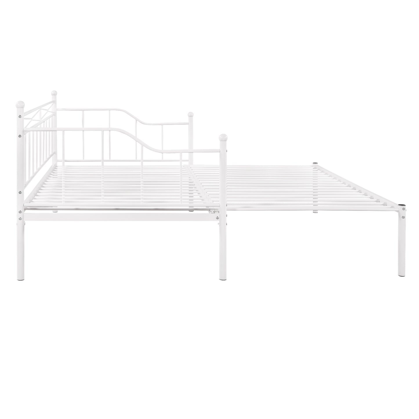 BTMWAY Daybed with Trundle Included, Twin Size Metal Daybed Frame with Adjustable Trundle, Heavy Duty Extendable Daybed with Pop Up Trundle Bed