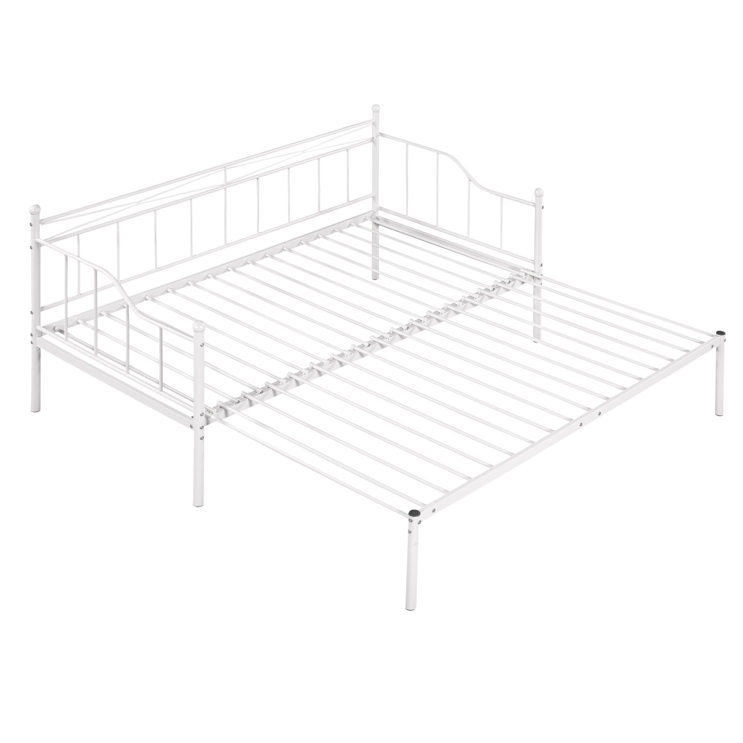 BTMWAY Daybed with Trundle Included, Twin Size Metal Daybed Frame with Adjustable Trundle, Heavy Duty Extendable Daybed with Pop Up Trundle Bed