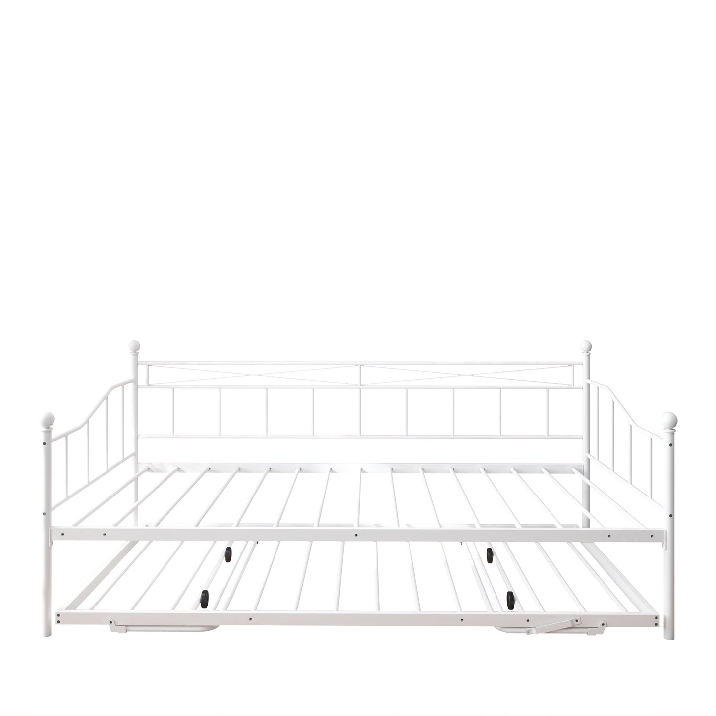 BTMWAY Daybed with Trundle Included, Twin Size Metal Daybed Frame with Adjustable Trundle, Heavy Duty Extendable Daybed with Pop Up Trundle Bed